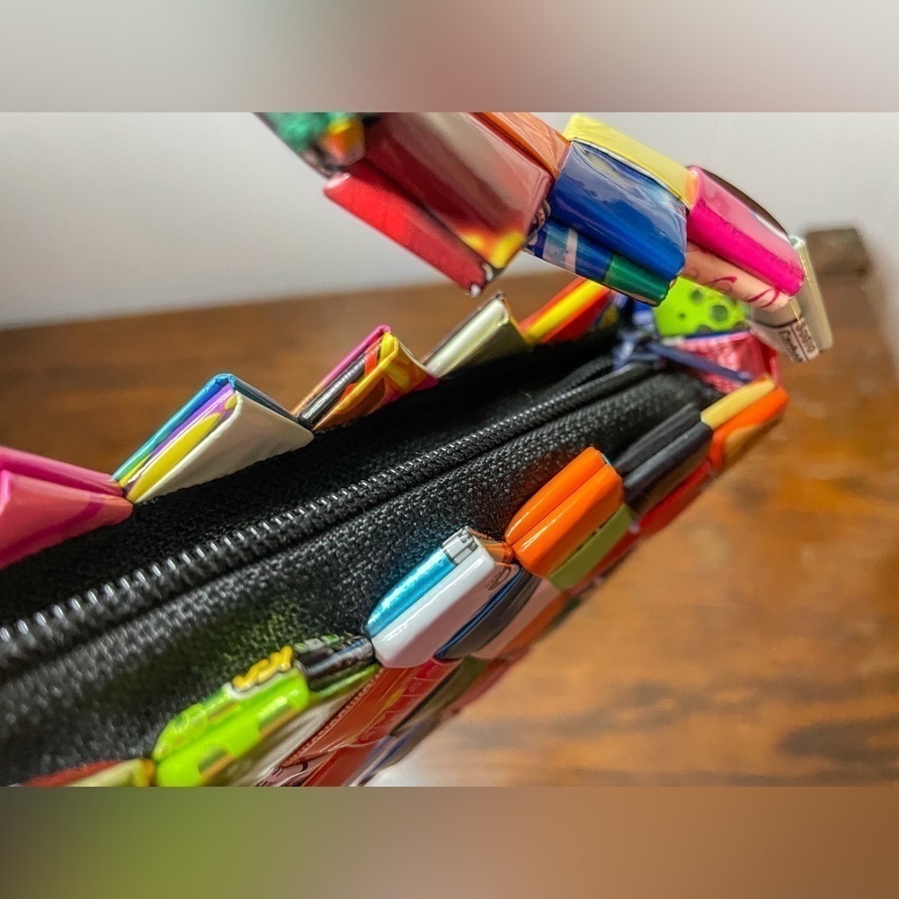 Colorful Candy Wrapper Woven Purse | Eco-Friendly Handmade Shoulder Bag - Picture 11 of 13